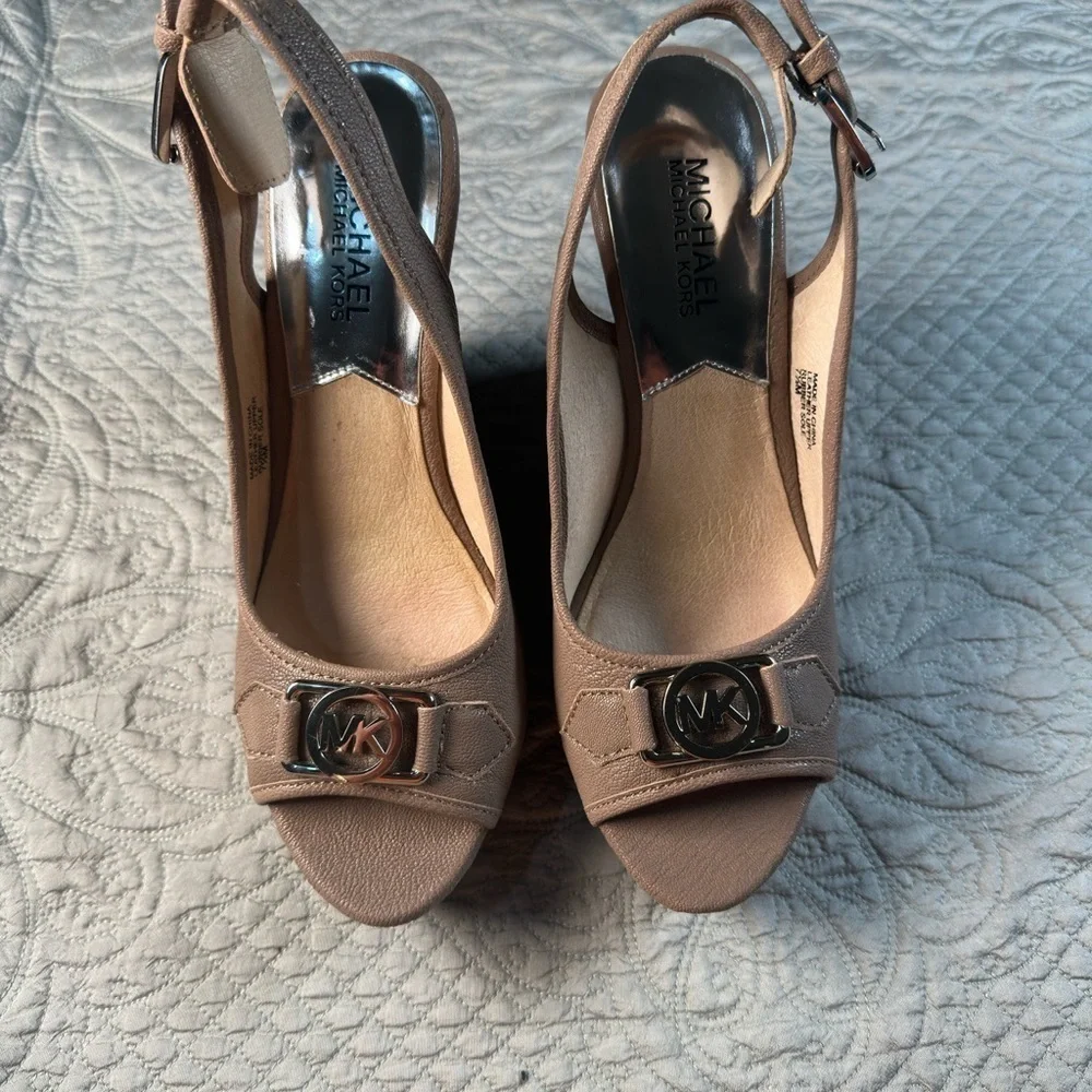 Michael Kors Tan Wedge Sandals